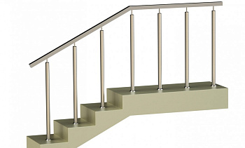 Ограждения с квадратным поручнем со стойками в каждую ступень без ригелей в Челябинске. Готовые проекты ПерилаГлавСнаб