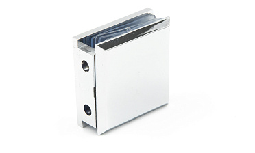 Коннектор для душевой  стена-стекло 45х45 мм, 90°, с двумя отверстиями, цинк, полированный t731 PZn купить в Челябинске