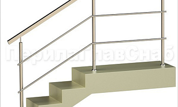 Два ригеля на сварке, квадратный поручень и круглые стойки в Челябинске. Готовые проекты ПерилаГлавСнаб Два ригеля на сварке, квадратный поручень и круглые стойки в Челябинске. Готовые проекты ПерилаГлавСнаб