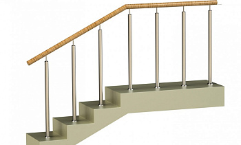 Ограждения со стойками в каждую ступень с пластиковым поручнем без ригелей в Челябинске. Готовые проекты ПерилаГлавСнаб