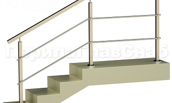 Два ригеля на держателях, квадратные поручень и стойки в Челябинске. Готовые проекты ПерилаГлавСнаб