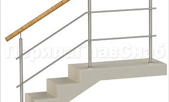 Два ригеля на сварке, круглый пластиковый поручень и круглые стойки в Челябинске. Готовые проекты ПерилаГлавСнаб