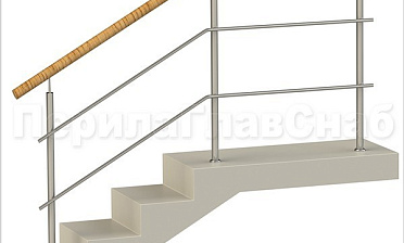 Два ригеля на сварке, круглый пластиковый поручень и круглые стойки купить в Челябинске