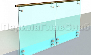 Ограждение с деревянным поручнем на выносе на точечном креплении в Челябинске. Готовые проекты ПерилаГлавСнаб Ограждение с деревянным поручнем на выносе на точечном креплении в Челябинске. Готовые проекты ПерилаГлавСнаб