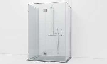 Комплект фурнитуры для душевой перегородки возле стены с дверью и глухими стеклами t571-1 в Челябинске. Готовые проекты ПерилаГлавСнаб