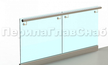 Ограждение с поручнем на выносе в зажимном профиле купить в Челябинске