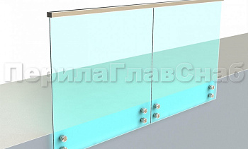 Ограждение с профильным поручнем с пазом на точечном креплении в Челябинске. Готовые проекты ПерилаГлавСнаб Ограждение с профильным поручнем с пазом на точечном креплении в Челябинске. Готовые проекты ПерилаГлавСнаб
