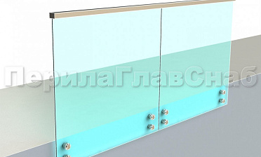Ограждение с профильным поручнем с пазом на точечном креплении купить в Челябинске