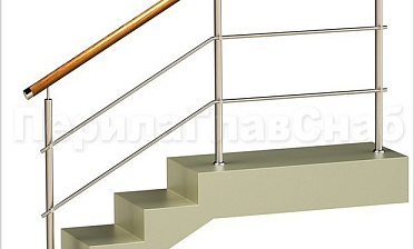 Два ригеля на держателях, круглый деревянный поручень и круглые стойки купить в Челябинске