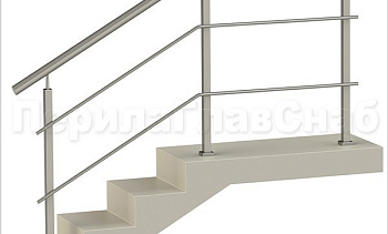 Два ригеля на сварке, круглый поручень и квадратные стойки в Челябинске. Готовые проекты ПерилаГлавСнаб