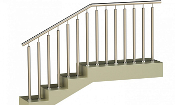 Ограждения с двумя стойками в каждую ступень без ригелей в Челябинске. Готовые проекты ПерилаГлавСнаб