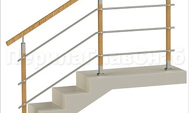 Три ригеля на держателях, квадратные деревянные поручень и стойки купить в Челябинске