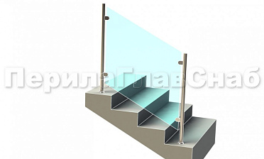Ограждения лестницы без поручня с зажимными стеклодержателями и стойками купить в Челябинске