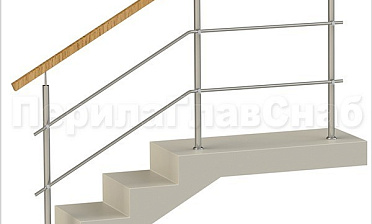 Два ригеля на держателях, квадратный деревянный поручень и круглые стойки купить в Челябинске