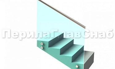 Ограждение с профильным поручнем с пазом на точечном креплении на лестнице купить в Челябинске