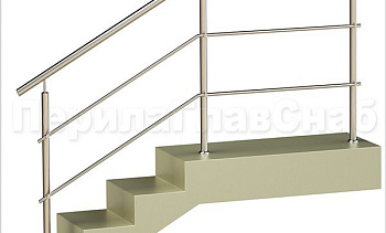 Два ригеля на держателях, круглый поручень и круглые стойки в Челябинске. Готовые проекты ПерилаГлавСнаб