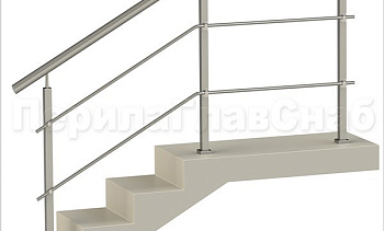 Два ригеля на держателях, круглый поручень и квадратные стойки в Челябинске. Готовые проекты ПерилаГлавСнаб