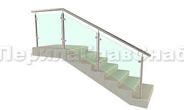 Ограждение для лестницы из нержавейки с зажимными стеклодержателями для крыльца купить в Челябинске