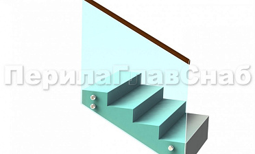 Ограждение с деревянным поручнем на точечном креплении на лестнице купить в Челябинске