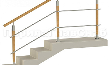 Два ригеля на держателях, квадратный деревянный поручень и квадратные деревянные стойки в Челябинске. Готовые проекты ПерилаГлавСнаб Два ригеля на держателях, квадратный деревянный поручень и квадратные деревянные стойки в Челябинске. Готовые проекты ПерилаГлавСнаб