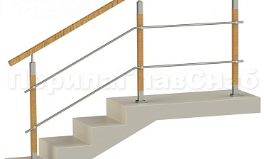 Два ригеля на держателях, квадратный деревянный поручень и квадратные деревянные стойки купить в Челябинске