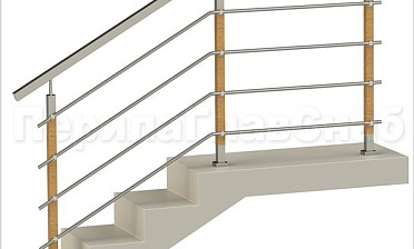 Четыре ригеля на держателях, квадратный поручень и стойки с деревянными вставками купить в Челябинске