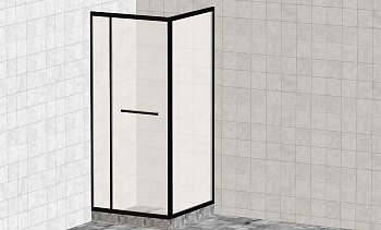 Комплект душевой с внутренней подвижной дверью,толщина стекла 8мм, 900х900х2000, AUSI 304, черная t470 Bl в Челябинске. Готовые проекты ПерилаГлавСнаб