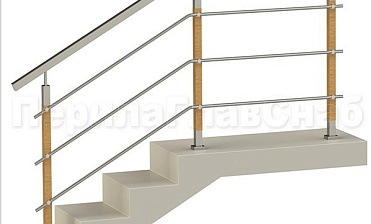 Три ригеля на держателях, квадратные поручень и деревянные стойки купить в Челябинске