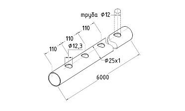 Труба AISI 304 25х1х6000, с перфорацией под  Ø12, 30°, GRIT 600 837-5 купить в Челябинске Труба AISI 304 25х1х6000, с перфорацией под  Ø12, 30°, GRIT 600 837-5 купить в Челябинске