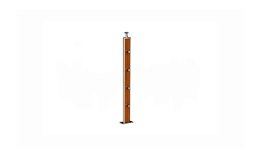 Дизайнерская плоская комбинированная стойка в сборе из шлифованной нержавеющей стали и древесины дуба с четырьмя ригеледержателями k742-2 купить в Челябинске