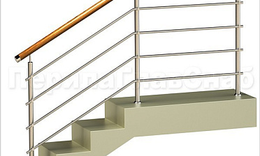 Четыре ригеля на держателях, круглый деревянный поручень и круглые стойки купить в Челябинске