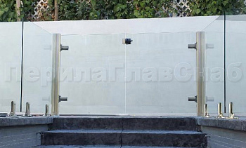 Зажимные двустворчатые калитки из нержавеющей стали со стеклом в Челябинске. Готовые проекты ПерилаГлавСнаб