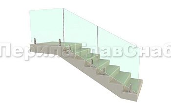 Цельностеклянное лестничное ограждение на министойках из нержавеющей стали для крыльца в Челябинске. Готовые проекты ПерилаГлавСнаб Цельностеклянное лестничное ограждение на министойках из нержавеющей стали для крыльца в Челябинске. Готовые проекты ПерилаГлавСнаб