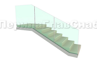 Цельностеклянное ограждение на зажимном алюминиевом профиле для крыльца купить в Челябинске