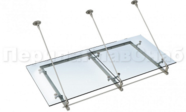 Стеклянный козырек на вантах и профильном каркасе купить в Челябинске
