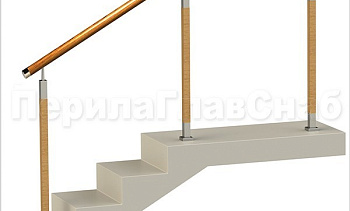 Нержавеющие ограждения без ригелей с круглым деревянным поручнем и стойками с деревянными вставками в Челябинске. Готовые проекты ПерилаГлавСнаб Нержавеющие ограждения без ригелей с круглым деревянным поручнем и стойками с деревянными вставками в Челябинске. Готовые проекты ПерилаГлавСнаб