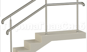 Нержавеющие ограждения с двойным поручнем без ригелей - вариант 2 в Челябинске. Готовые проекты ПерилаГлавСнаб