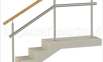 Ограждения с квадратным деревянным поручнем и дополнительным поручнем без ригелей в Челябинске. Готовые проекты ПерилаГлавСнаб