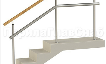 Ограждения с квадратным деревянным поручнем и дополнительным поручнем без ригелей купить в Челябинске