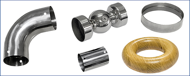 Соединители и отводы для деревянного поручня в Челябинске. Комплектующие для лестничных ограждений и перил ПерилаГлавСнаб